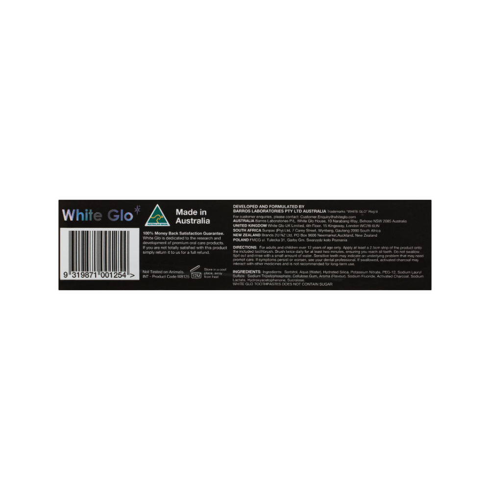 White Glo Charcoal Deep Stain Remover &amp; Sensitive Relief Whitening Toothpaste
