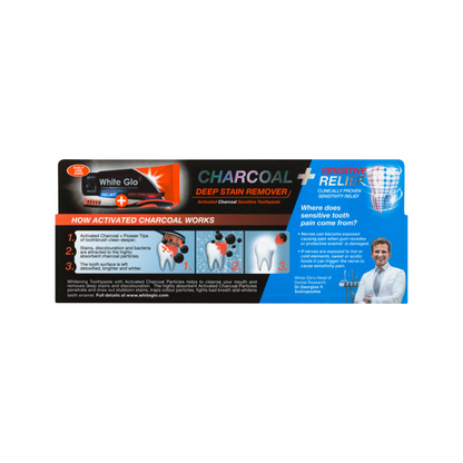 White Glo Charcoal Deep Stain Remover &amp; Sensitive Relief Whitening Toothpaste