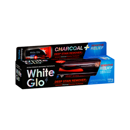 White Glo Charcoal Deep Stain Remover &amp; Sensitive Relief Whitening Toothpaste